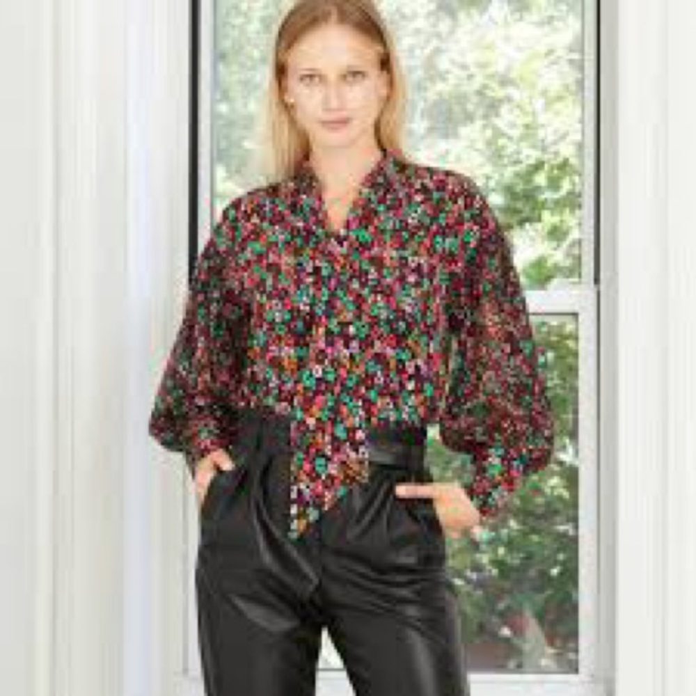 Who What Wear Leopard Print Balloon Sleeve Blouse